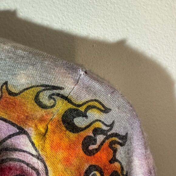 Ultra Rare Y2K The Great China Wall Tie Dye Sugar Skull Tattoo Graphic XS/S - Picture 6 of 10